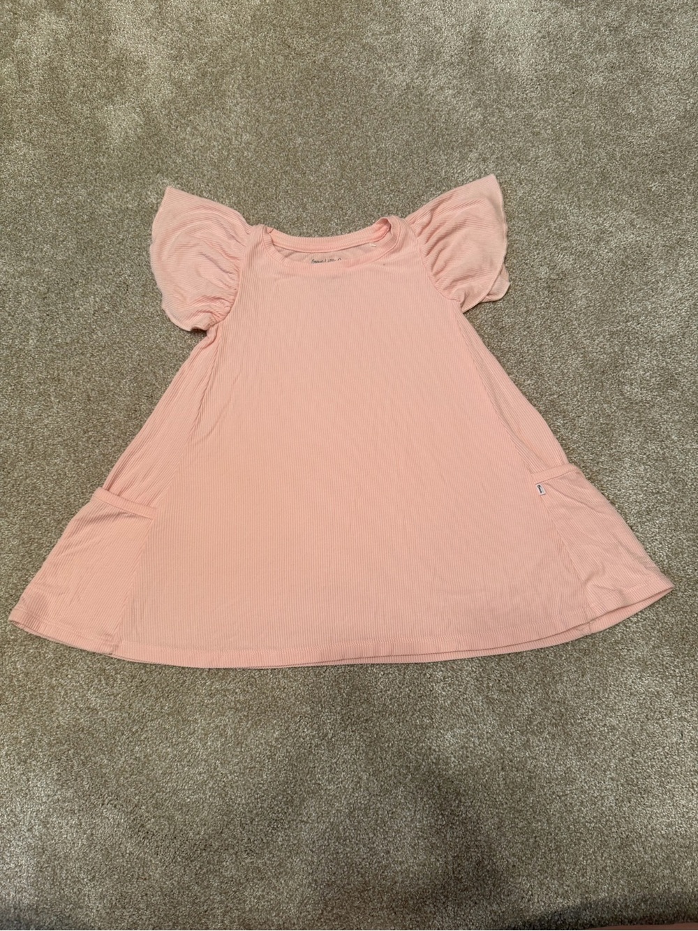 Casual Girls' Soft Pink Bamboo Flutter Sleeve Dress